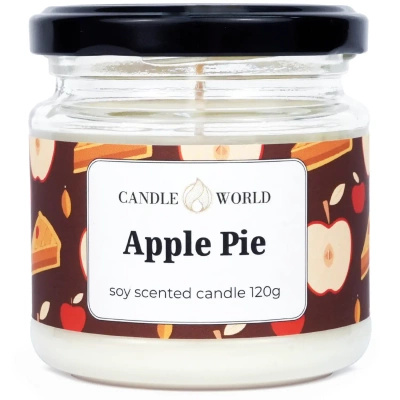 Candle World sojų kvapioji žvakė stiklainyje Apple Pie 120 g Obuolių pyragas