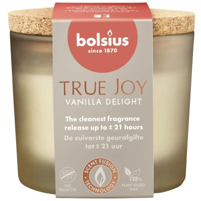 Bolsius True Joy Vanilla mittlere Glas-Duftkerze 66/83 mm - Delight