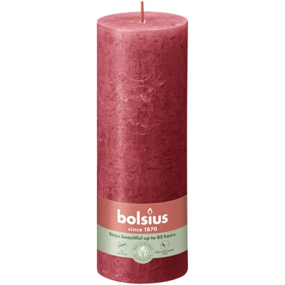 Bolsius bougeoir rustique en forme de tronc Rustic Shine 190/68 mm 19 cm - Rouge délicat