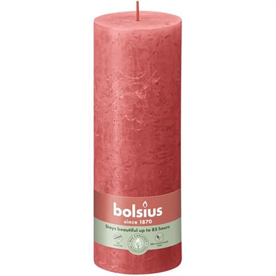 Bolsius bougeoir rustique en forme de tronc Rustic Shine 190/68 mm 19 cm - Rose fleuri