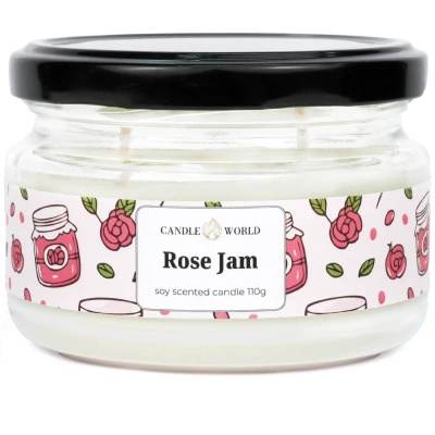 Candle World sójová vonná sviečka v nádobe Rose Jam 110 g Rose