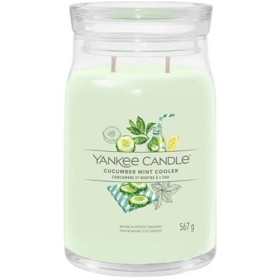 Świeca zapachowa Yankee Candle Signature duża ogórkowa w szklanym słoiku 567 g - Cucumber Mint Cooler
