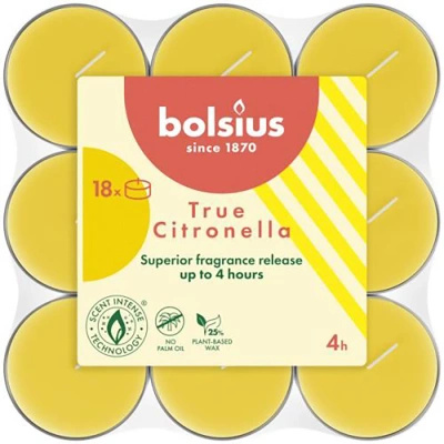 Bolsius bougies à réchaud parfumées anti-fumée 18 pcs - True Citronella