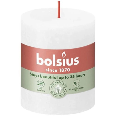 Bolsius bougeoir rustique en forme de tronc d'arbre Rustic Shine 80/68 mm - Blanc givré