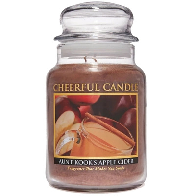 Velká skleněná vonná svíčka jablečný mošt Aunt Kooks Apple Cider Cheerful Candle 680 g