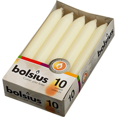 Bolsius home torpedo table candle for 170/20 mm candle holders 10 pcs - Cream