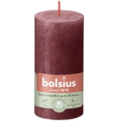 Bolsius bougeoir rustique en forme de tronc Rustic Shine 100/50 mm 10 cm - Rouge velours