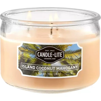 Bougie parfumée Coco en verre 3 mèches Island Coconut Mahogany Candle-lite 283 g