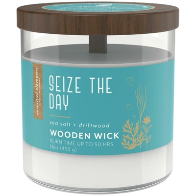 Grande bougie parfumée d'aromathérapie en verre avec mèche en bois Seize The Day Candle-lite 454 g