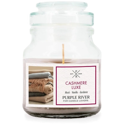 Sojų kvapo žvakė stiklinėje Cashmere Lux Purple River 113 g