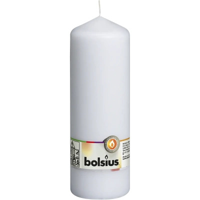 Bolsius solid pillar trunk candle unscented 20 cm 200/68 mm - White