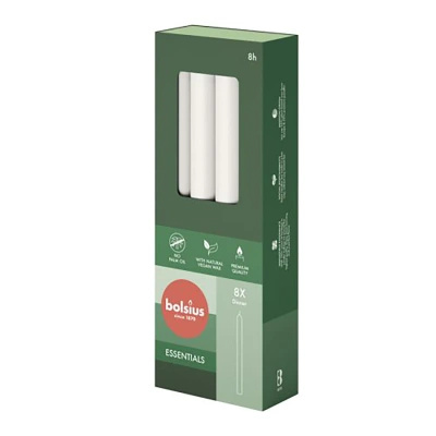 Bolsius oparfymerat traditionellt spikljus 8 st 230/20 mm - Frost White Cloudy White