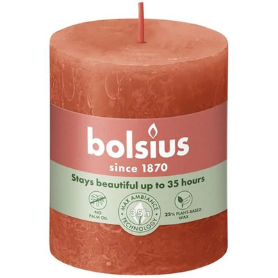 Bolsius rustikálny kufor sviečka príspevok Rustic Shine 80/68 mm - zemitá oranžová