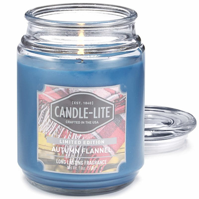 Candela profumata da uomo autunnale grande in vetro Autumn Flannel Candle-lite 510 g