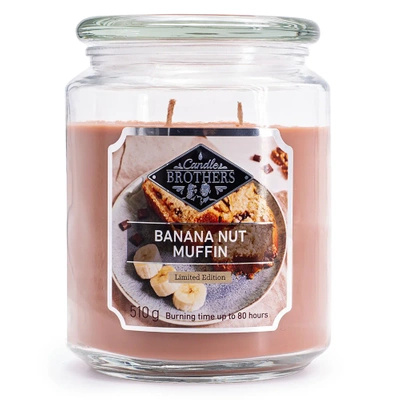 Didelė bananų kvapo žvakė stiklinėje Banana Nut Muffin 510 g Candle Brothers