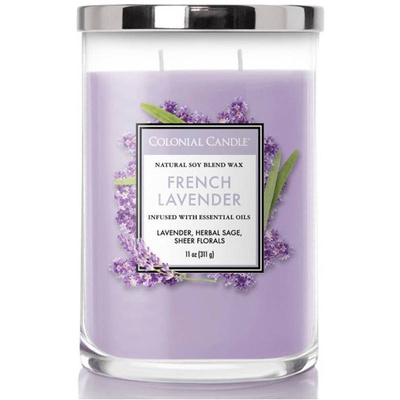 Candela profumata soia con olii essenziali French Lavender Colonial Candle