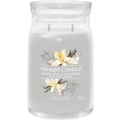 Yankee Candle Signature didelė vanilės kvapo žvakė stikliniame indelyje 567 g - Smoked Vanilla & Cashmere