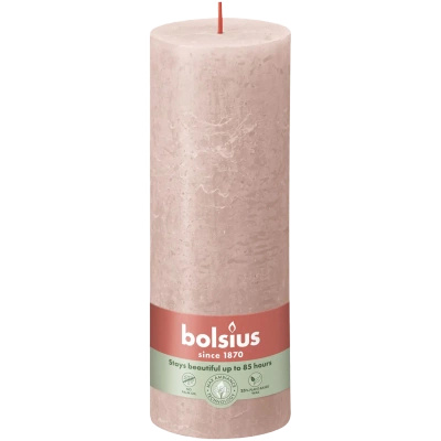 Bolsius rustic trunk candle post Rustic Shine 190/68 mm 19 cm - Misty Pink Misty Pink