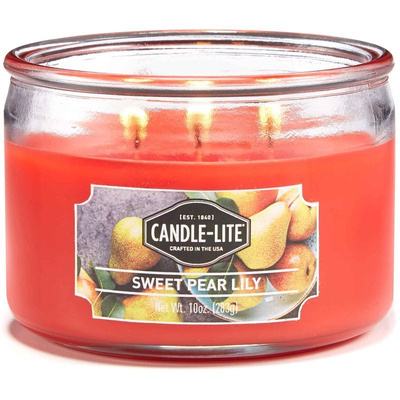Kwiatowa świeca zapachowa w szkle 3 knoty Sweet Pear Lily Candle-lite 283 g