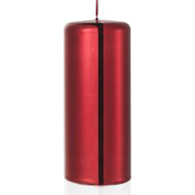 Červená metalizovaná dekoratívna stĺpová sviečka 180/70 mm FEM Candles