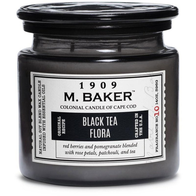 Colonial Candle M Baker large soy scented candle apothecary jar 14 oz 396 g - Black Tea Flora