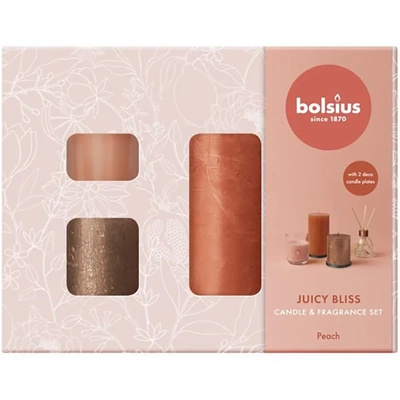 Bolsius Medium Peach Gift Set - candles Rustic, scented sticks, scented candle - Peach