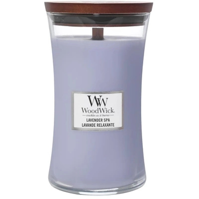 WoodWick large scented candle with wooden wick 21.5 oz 610 g - Lavender Spa