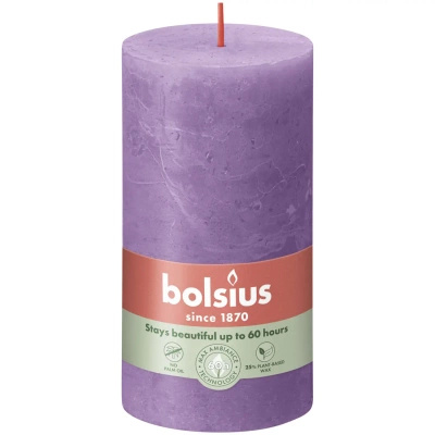 Bolsius rustic trunk candle post Rustic Shine 130/68 mm 13 cm - Intense Vibrant Violet