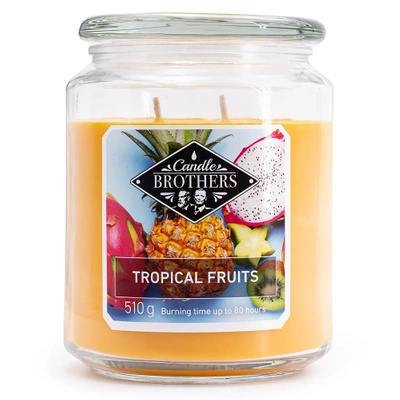 Large scented candle in a glass jar Tropical Fruits 510 g Candle Brothers