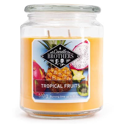 Candela profumata in vetro grande Tropical Fruits 510 g Candle Brothers Frutti esotici