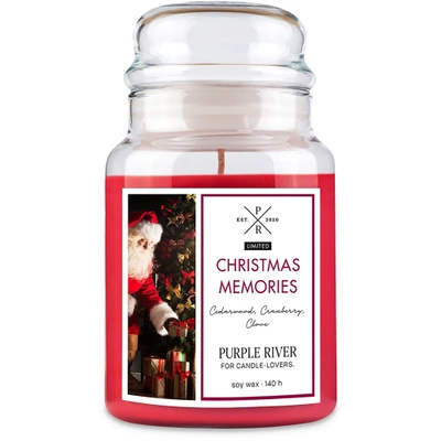 Bougie de Noël au soja dans un verre cranberry clove Christmas Memories Purple River 623 g