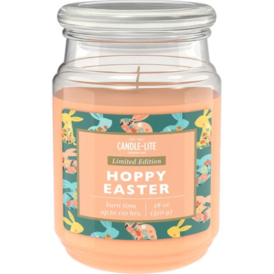 Grande bougie parfumée en verre pour Pâques Hoppy Easter Candle-lite 510 g