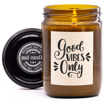 Cadeau kaars soja geurig Mad Candle 360 g - Good Vibes Only