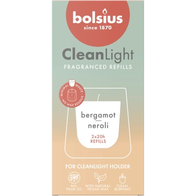 Bolsius kvapiųjų žvakių užpildų rinkinys iš 2 vnt. CleanLight - Bergamot Neroli
