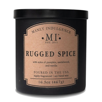 Candela profumata di soia per uomo autunnale in vetro nero Rugged Spice Colonial Candle 467 g