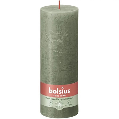 Bolsius bougeoir rustique en forme de tronc Rustic Shine 190/68 mm 19 cm - Vert olive frais