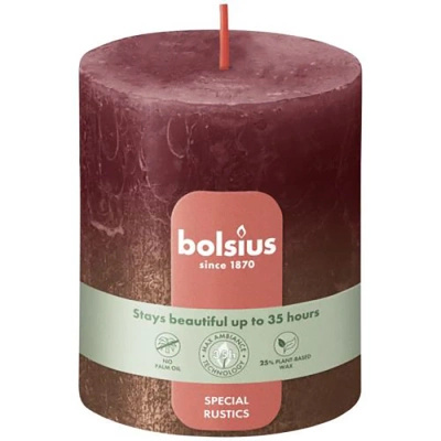 Bolsius Rustic Svíčka Fading Metallic trunk rustic metallized ombre nevonící 8 cm 80/68 mm - Velvet Red Copper