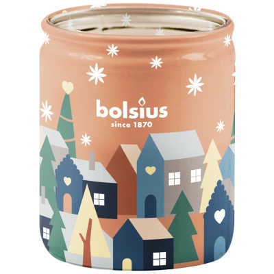 Bolsius juldoftande glasljus 82/68 mm med jultema True Glow - Silent Night