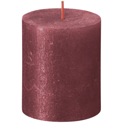 Bolsius Rustic Shimmer boomstamkaars rustiek gemetalliseerd ongeparfumeerd 8 cm 80/68 mm - Rood Rood