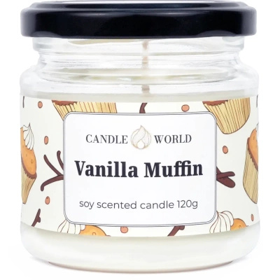 Candle World sojų kvapioji žvakė stiklainyje Vanilla Muffin 120 g Vanilė