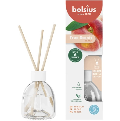 Bolsius dyfuzor zapachowy patyczki 60 ml True Scents szkło Freshplex™ antytabak - Brzoskwinia Peach