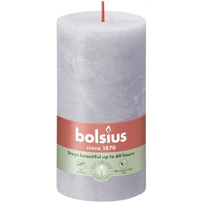 Bolsius rustic trunk candle post Rustic Shine 130/68 mm 13 cm - Matte Frosted Lavender