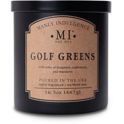 Candela profumata di soia da uomo in vetro nero cedro bergamotto Golf Greens Colonial Candle 467 g