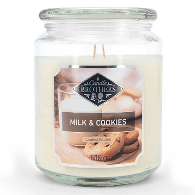 Didelė stiklinė kvepianti žvakė Milk & Cookies Candle Brothers 510 g