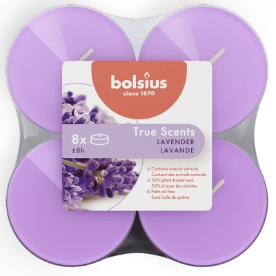 Bolsius True Scents ohřívače vůní maxi polykarbonát 6 cm fialové 8 ks - Levandule Levandule