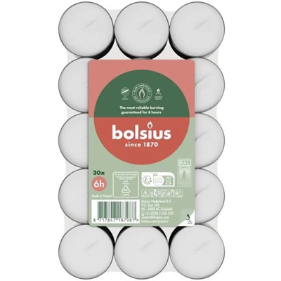 Bolsius tealights non profumati durata di combustione fino a 6 ore 30 pezzi