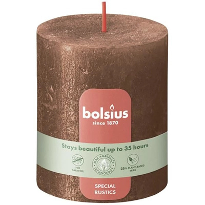 Bolsius Rustic Shimmer boomstamkaars rustiek gemetalliseerd ongeparfumeerd 8 cm 80/68 mm - Koper Koper