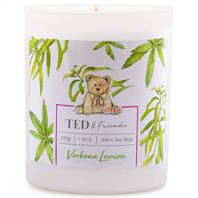 Vela de soja perfumada en vaso cítrico - Verbena Lemon Ted Friends