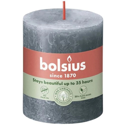 Bolsius candeliere rustico a tronco Rustic Shine 80/68 mm - Blu Stato Prezioso