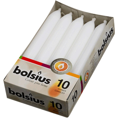 Bolsius home torpedo tafelkaars voor 170/20 mm kandelaars 10 st - Wit